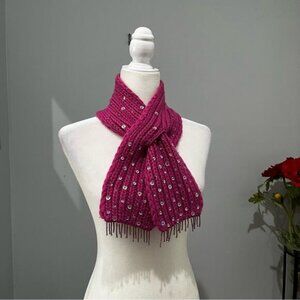 NEW Banana Republic Cashmere Hand knit Sequin Sparkle Colorful Fringe Wrap Scarf